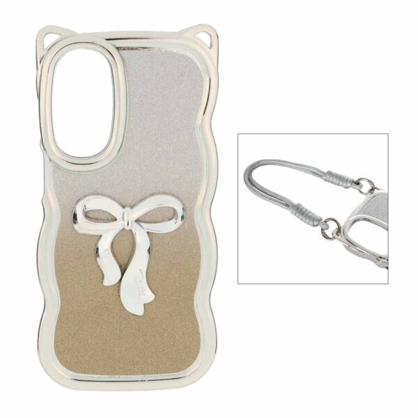 قاب کنگره ای اکلیلی پاپیون دار با بند مچی Samsung Galaxy A16 - طلایی