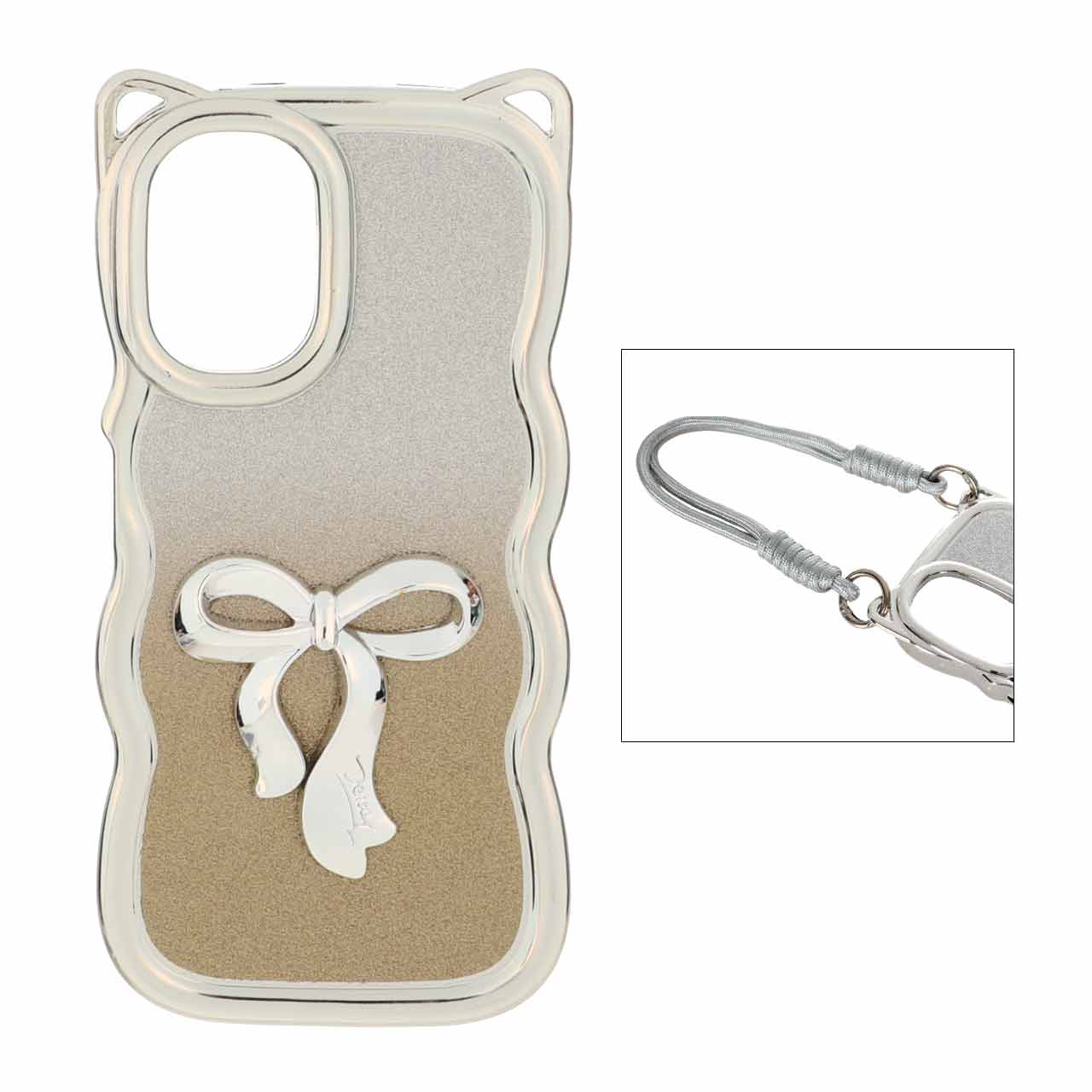 1522988 قاب کنگره ای اکلیلی پاپیون دار با بند مچی Xiaomi Redmi Note 10 4G / Redmi Note 10S / Poco M5S - طلایی - تصویر 1