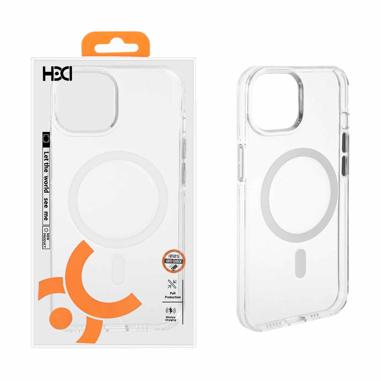 1526394 قاب اورجینال HDD شفاف کریستالی MagSafe مدل Apple iPhone 13 / iPhone 14 - سفید (پک دار) - تصویر 1