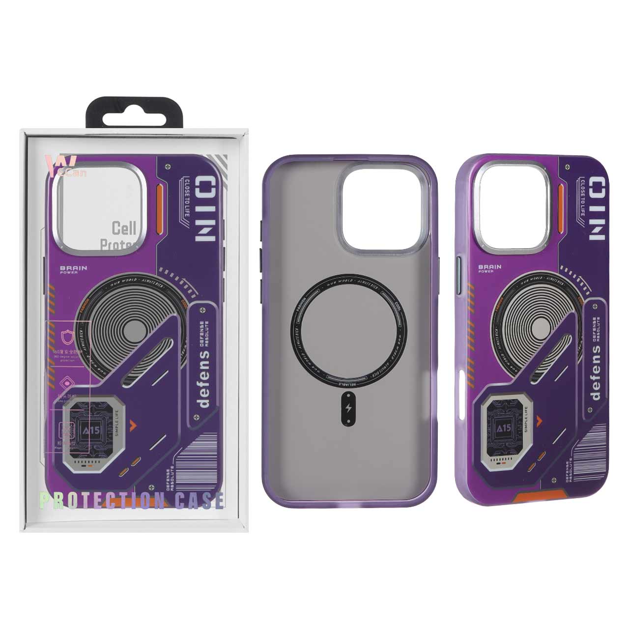 1527202 قاب Wecan طرح الکترونیک Defens مدل Apple iPhone 16 Pro Max - بنفش (پک دار) - تصویر 1