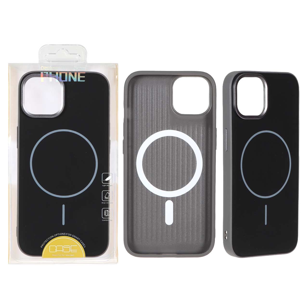 1527210 قاب طرح جیر MagSafe پشت کرکره ای Apple iPhone 13 / iPhone 14 - مشکی (پک دار) - تصویر 1