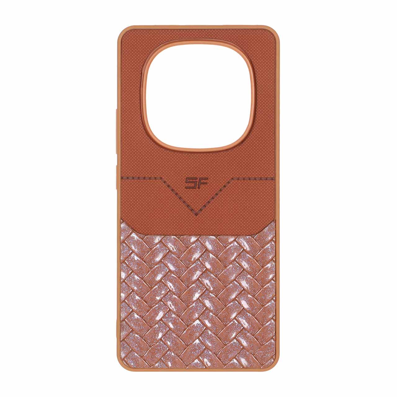 1528696 قاب دو تکه سوزنی حصیری شاین Xiaomi Redmi Note 14 Pro 4G - قهوه ای - تصویر 1