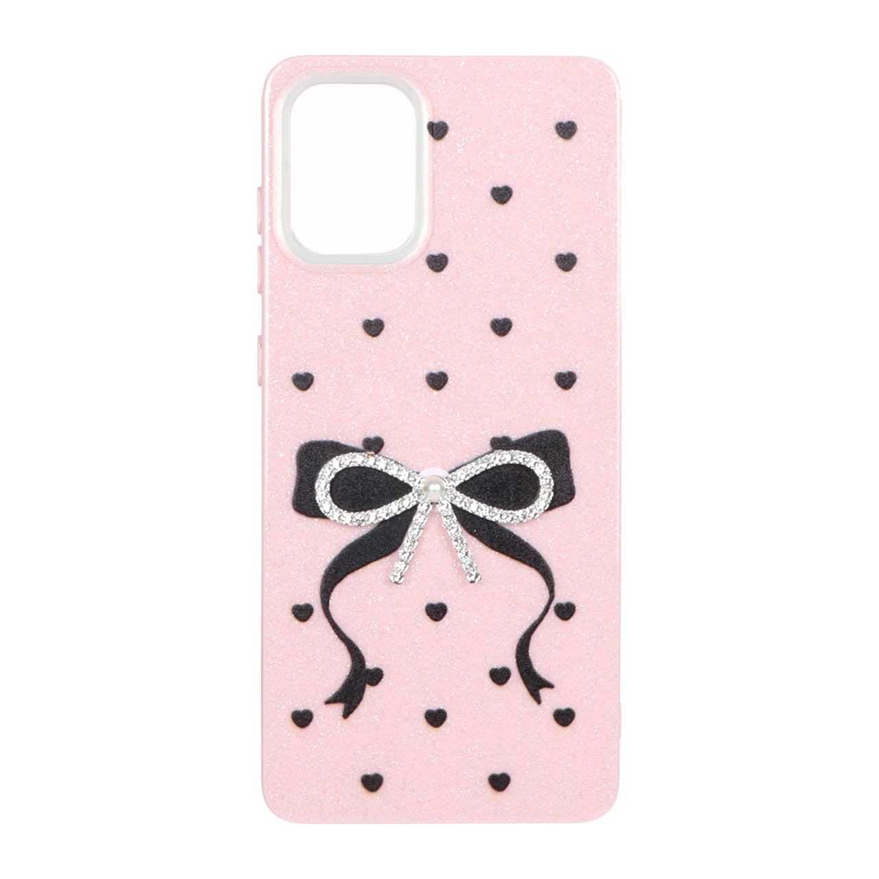 1529676 قاب اکلیلی پاپیون نگین دار مرواریدی Samsung Galaxy A71 - صورتی - تصویر 1