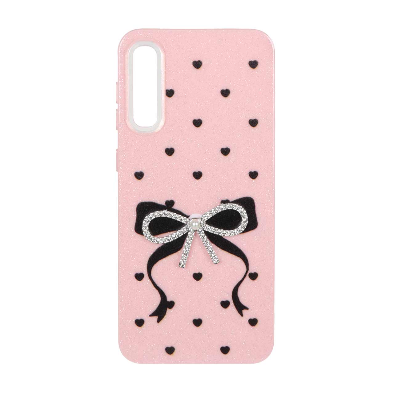 1529700 قاب اکلیلی پاپیون نگین دار مرواریدی Samsung Galaxy A50 / A50s / A30s - صورتی - تصویر 1