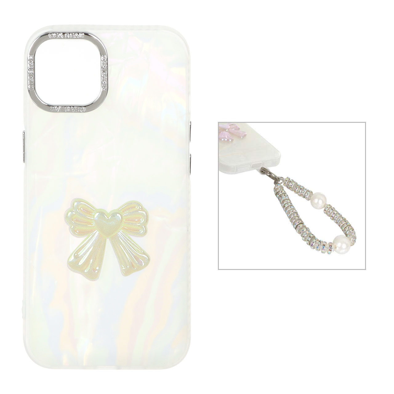 1530282 قاب ماربل مات پاپیون صدفی با دستبند آویز Apple iPhone 13 / iPhone 14 - زرد - MPS - تصویر 1