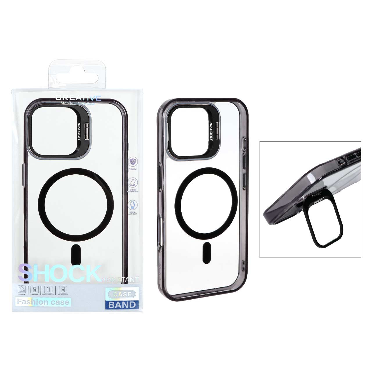 1530426 قاب اورجینال Bracket کریستالی MagSafe لنز آلومینیومی Apple iPhone 16 - مشکی (پک دار) - تصویر 1