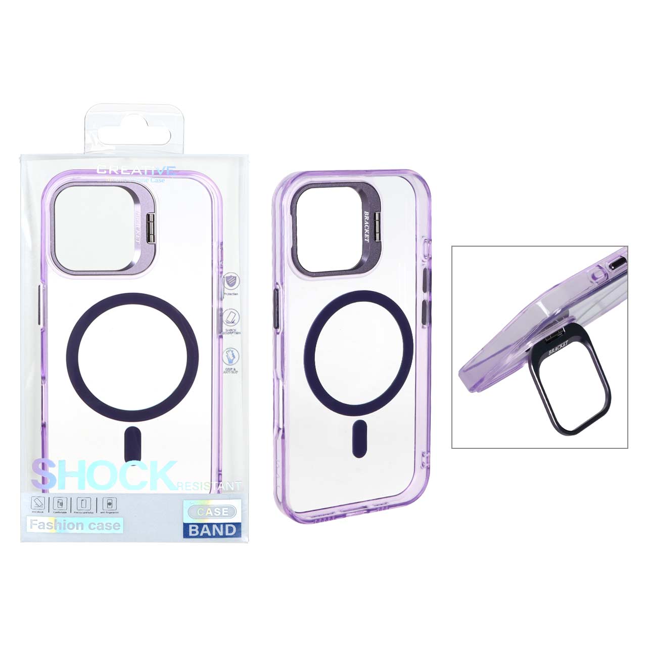 1530430 قاب اورجینال Bracket کریستالی MagSafe لنز آلومینیومی Apple iPhone 16 - بنفش (پک دار) - تصویر 1