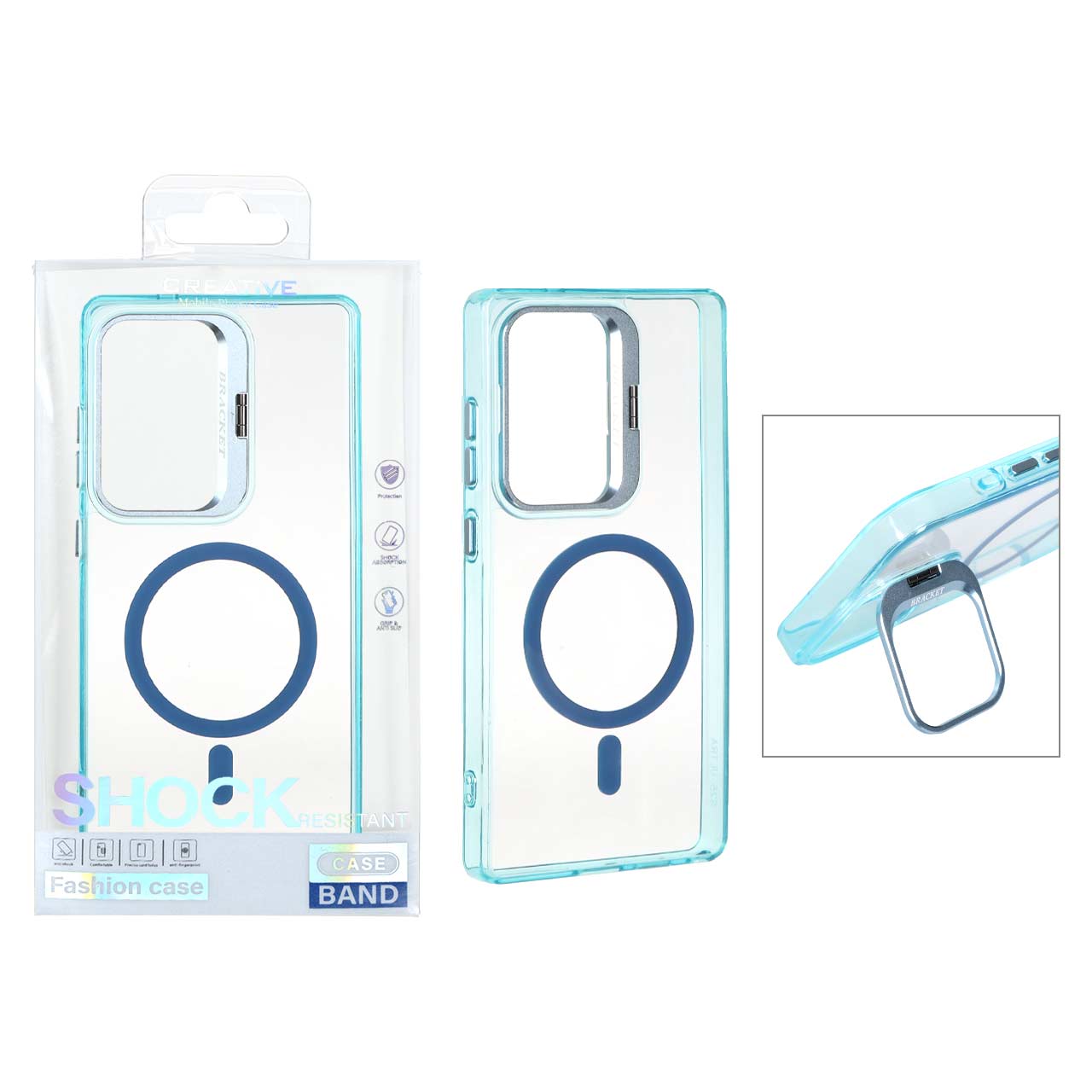 1530448 قاب اورجینال Bracket کریستالی MagSafe لنز آلومینیومی Samsung Galaxy S25 Ultra - سبزآبی (پک دار) - تصویر 1