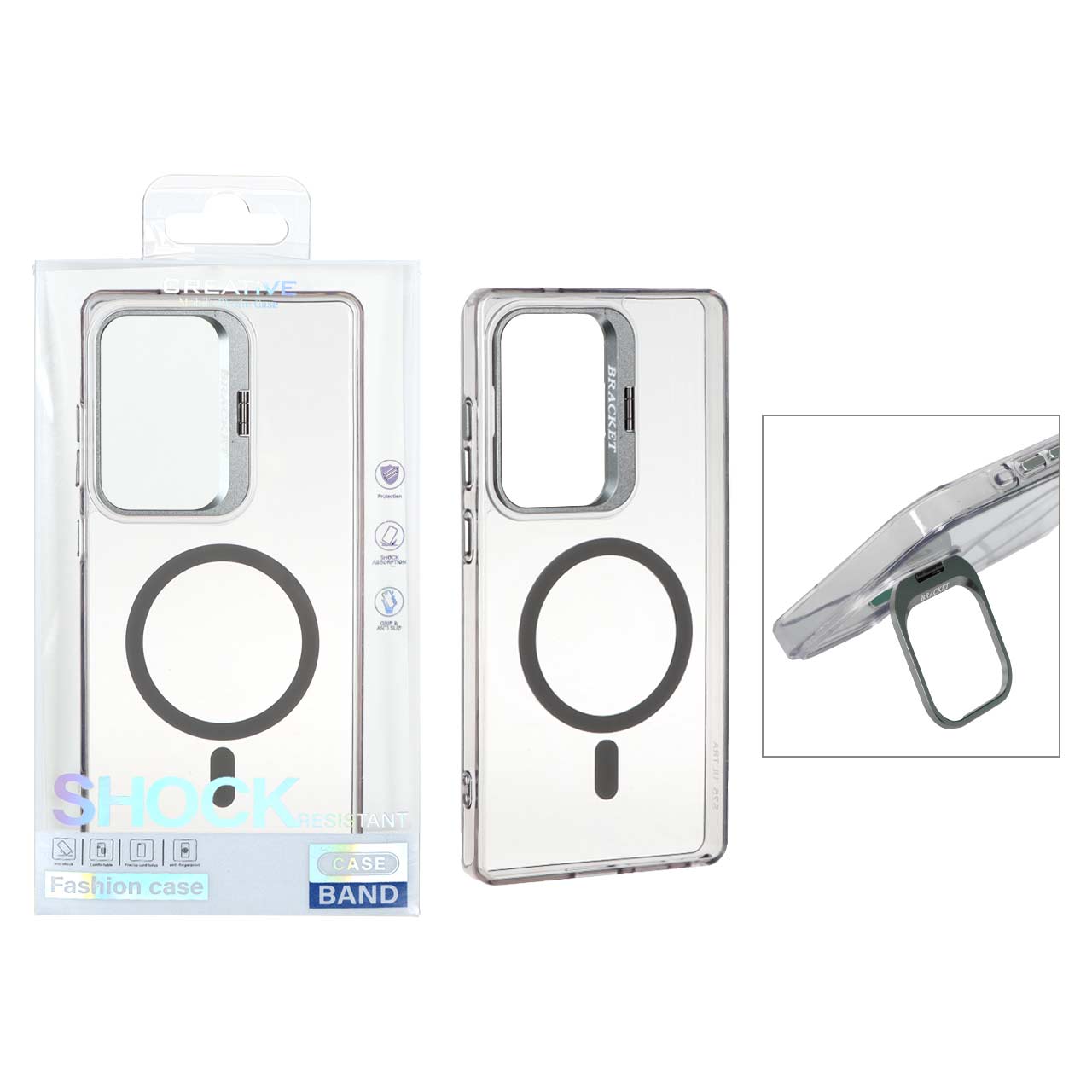 1530454 قاب اورجینال Bracket کریستالی MagSafe لنز آلومینیومی Samsung Galaxy S25 Ultra - خاکستری (پک دار) - تصویر 1