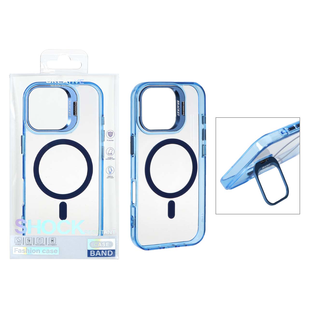 1530532 قاب اورجینال Bracket کریستالی MagSafe لنز آلومینیومی Apple iPhone 17 - آبی (پک دار) - تصویر 1