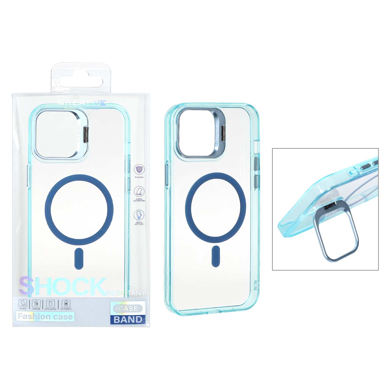 1530568 قاب اورجینال Bracket کریستالی MagSafe لنز آلومینیومی Apple iPhone 12 Pro Max - سبزآبی (پک دار) - تصویر 1