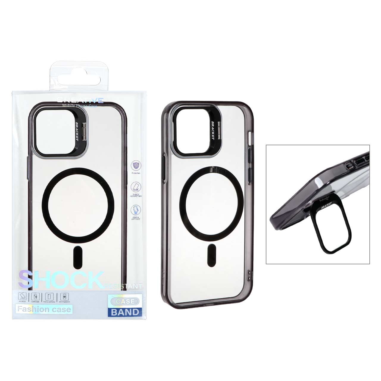 1530586 قاب اورجینال Bracket کریستالی MagSafe لنز آلومینیومی Apple iPhone 12 Pro / iPhone 12 - مشکی (پک دار) - تصویر 1