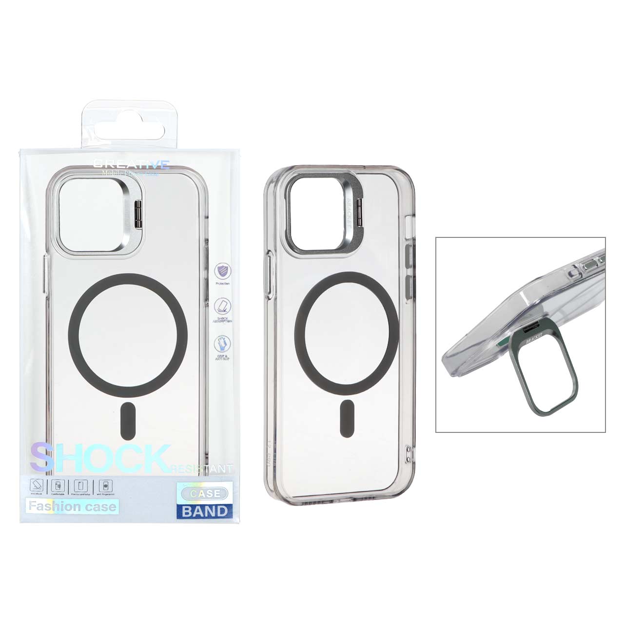 1530594 قاب اورجینال Bracket کریستالی MagSafe لنز آلومینیومی Apple iPhone 12 Pro / iPhone 12 - خاکستری (پک دار) - تصویر 1