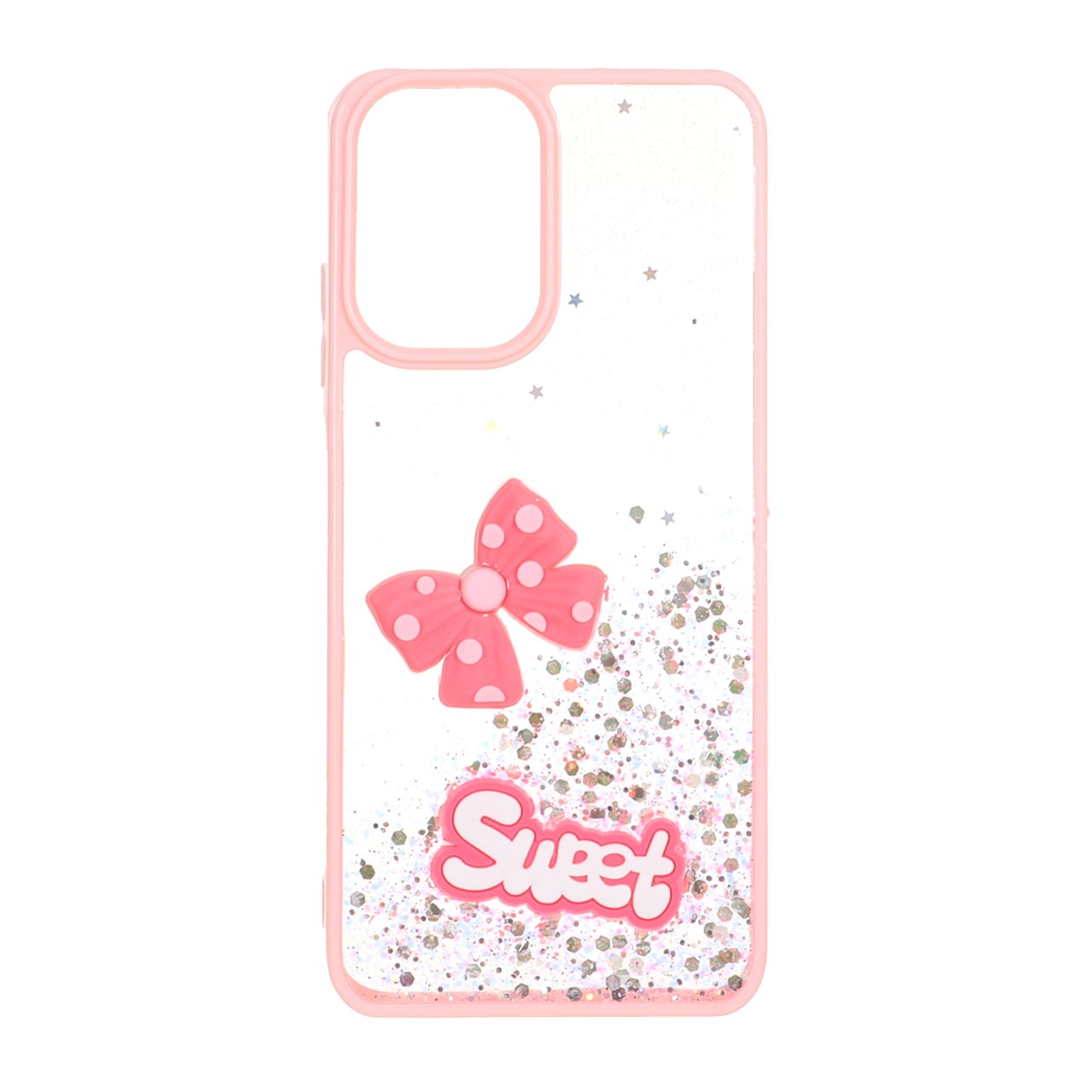 1532362 قاب Sweet رزینی اکلیلی پاپیون برجسته Xiaomi Redmi Note 10 4G / Redmi Note 10S / Poco M5S - صورتی - تصویر 1