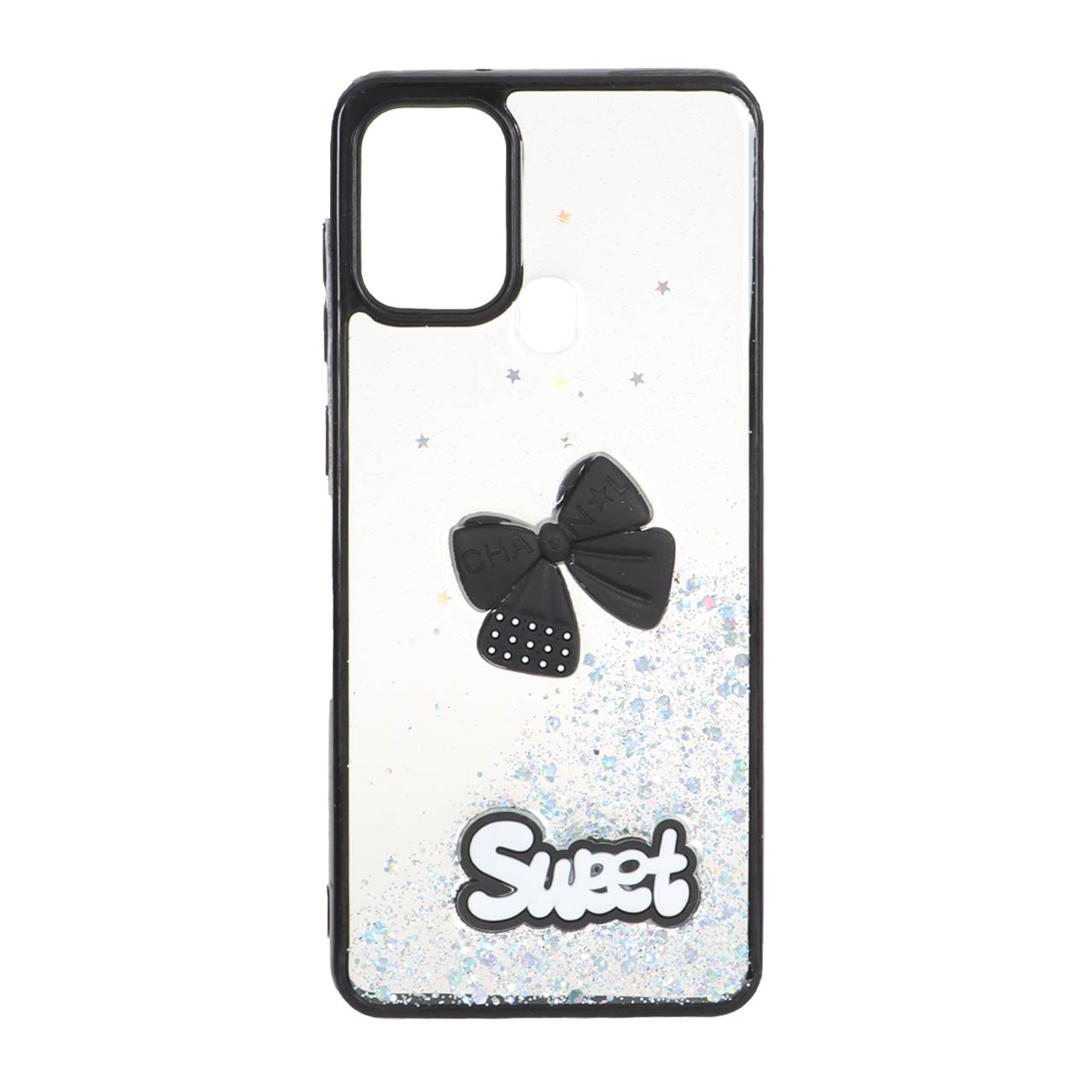 1532398 قاب Sweet رزینی اکلیلی پاپیون برجسته Samsung Galaxy A21s - مشکی - تصویر 1