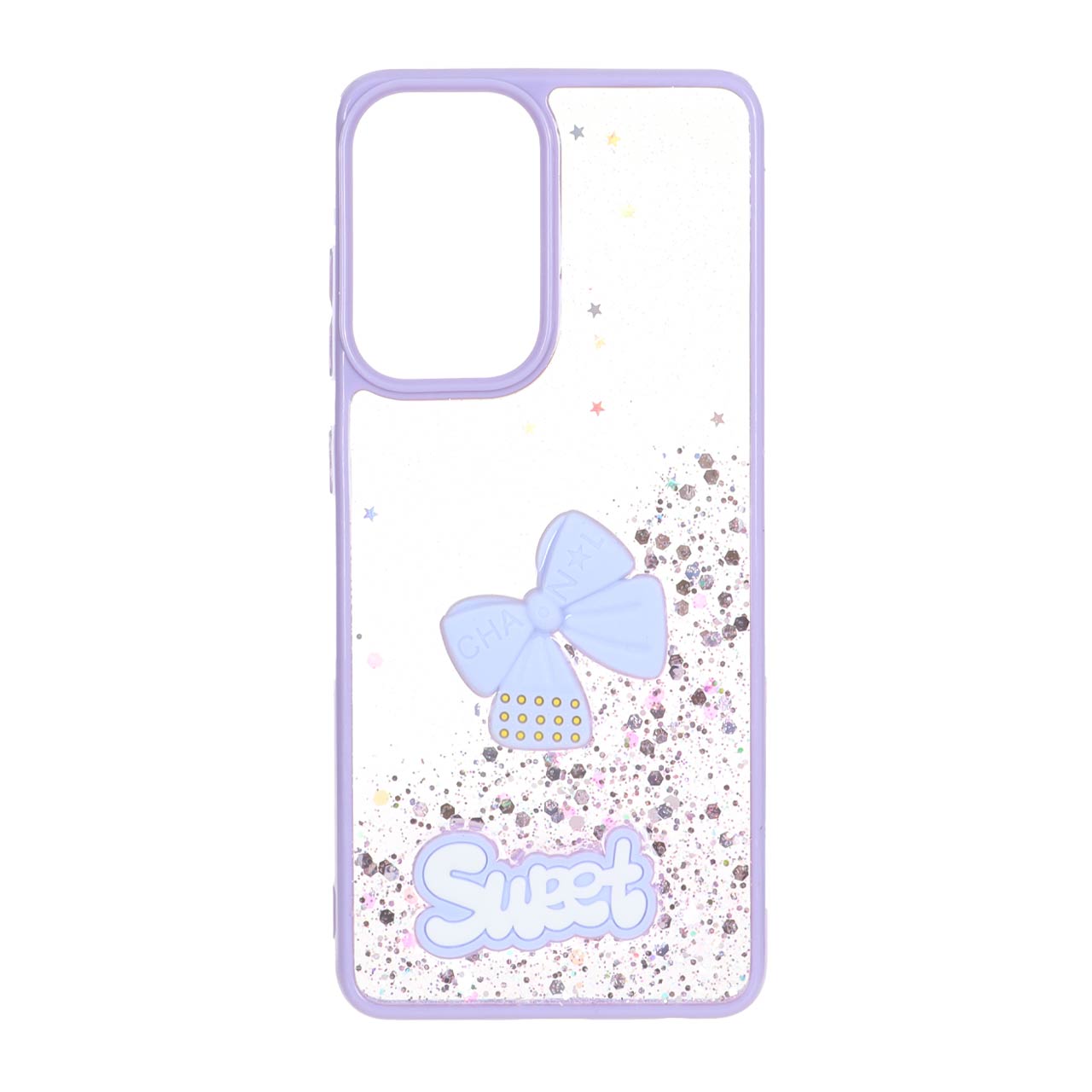 1532440 قاب Sweet رزینی اکلیلی پاپیون برجسته Samsung Galaxy A52 / A52s - بنفش - تصویر 1