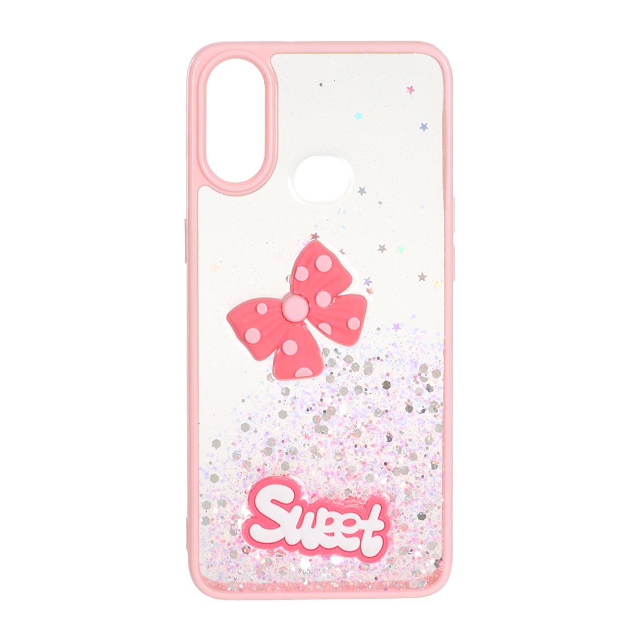 1532522 قاب Sweet رزینی اکلیلی پاپیون برجسته Samsung Galaxy A10s - صورتی - تصویر 1