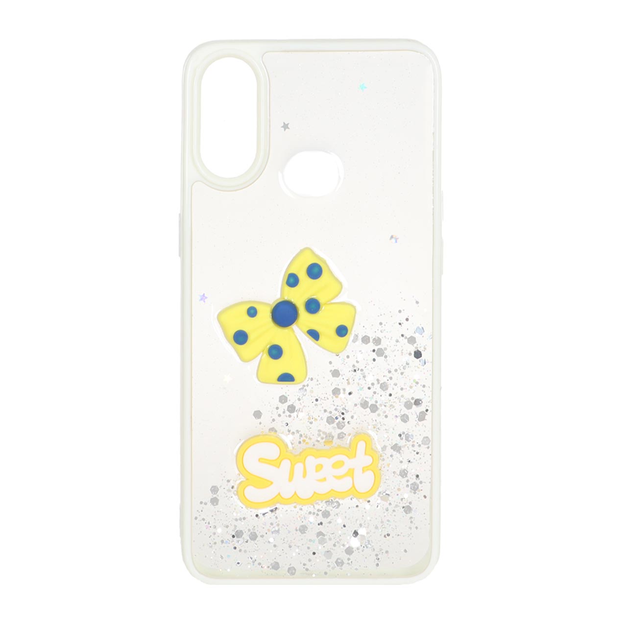 1532524 قاب Sweet رزینی اکلیلی پاپیون برجسته Samsung Galaxy A10s - سفید - تصویر 1