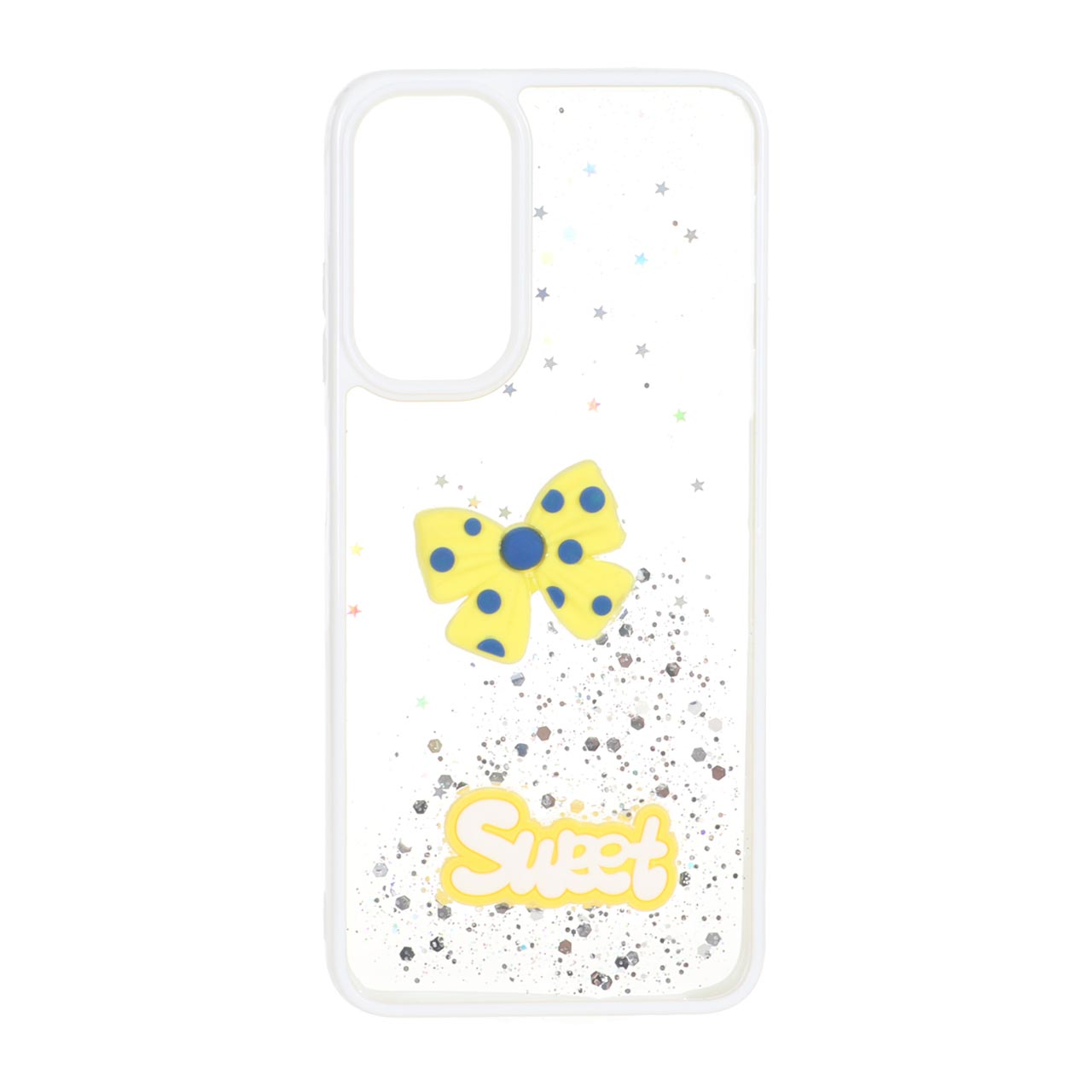 1532540 قاب Sweet رزینی اکلیلی پاپیون برجسته Samsung Galaxy A05s - سفید - تصویر 1