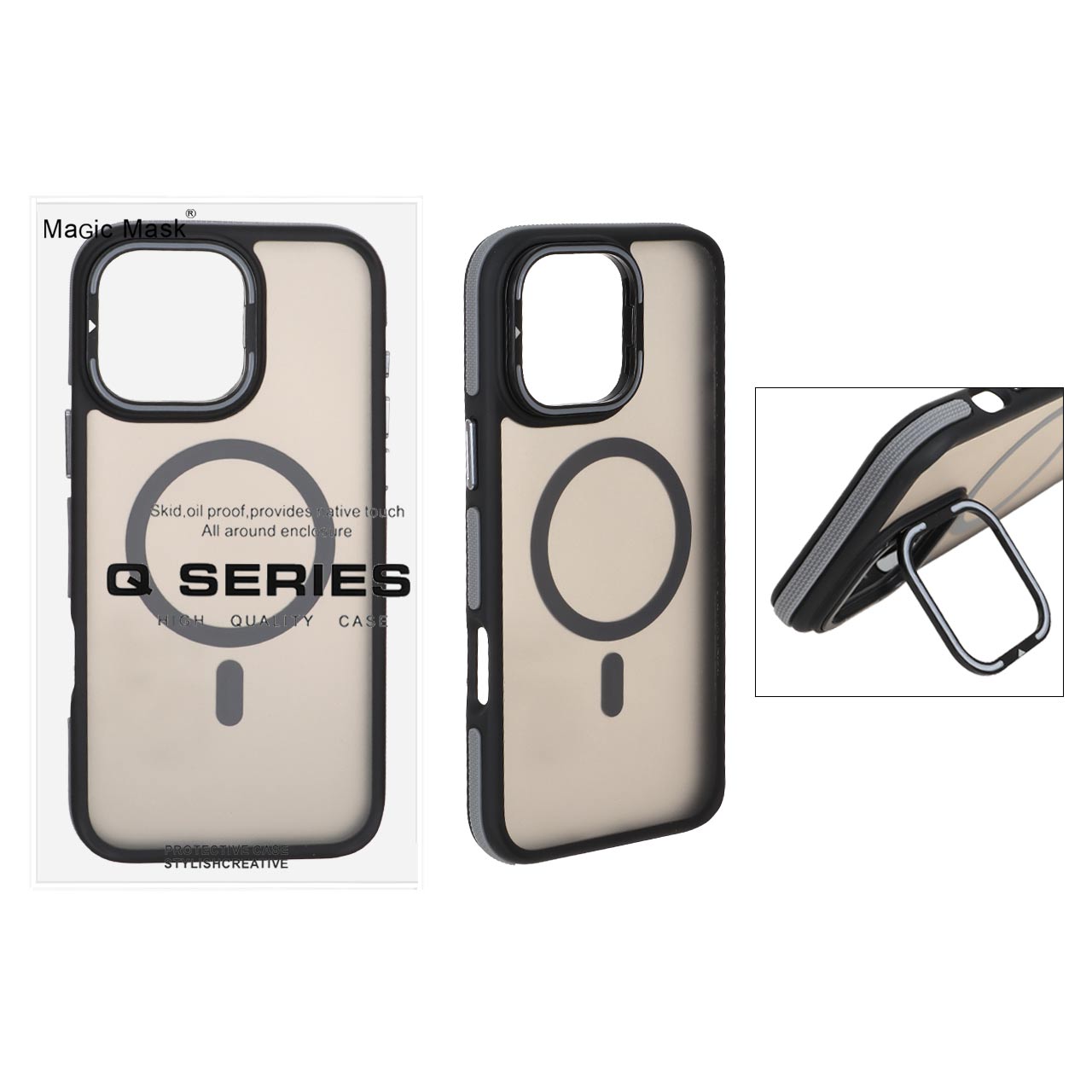 1533234 قاب Q Series مات MagSafe استندشو Apple iPhone 16 Pro Max - خاکستری (پک دار) - تصویر 1