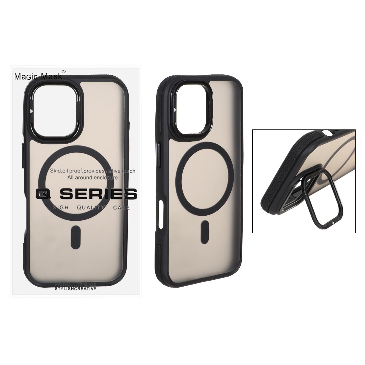 1533240 قاب Q Series مات MagSafe استندشو Apple iPhone 16 - مشکی (پک دار) - تصویر 1