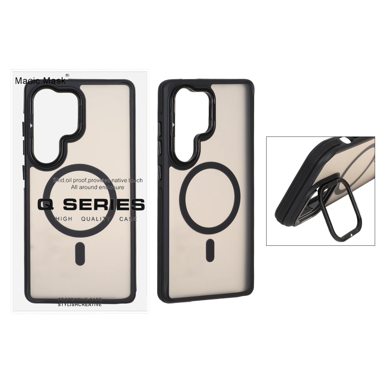 1533256 قاب Q Series مات MagSafe استندشو Samsung Galaxy S25 Ultra - مشکی (پک دار) - تصویر 1