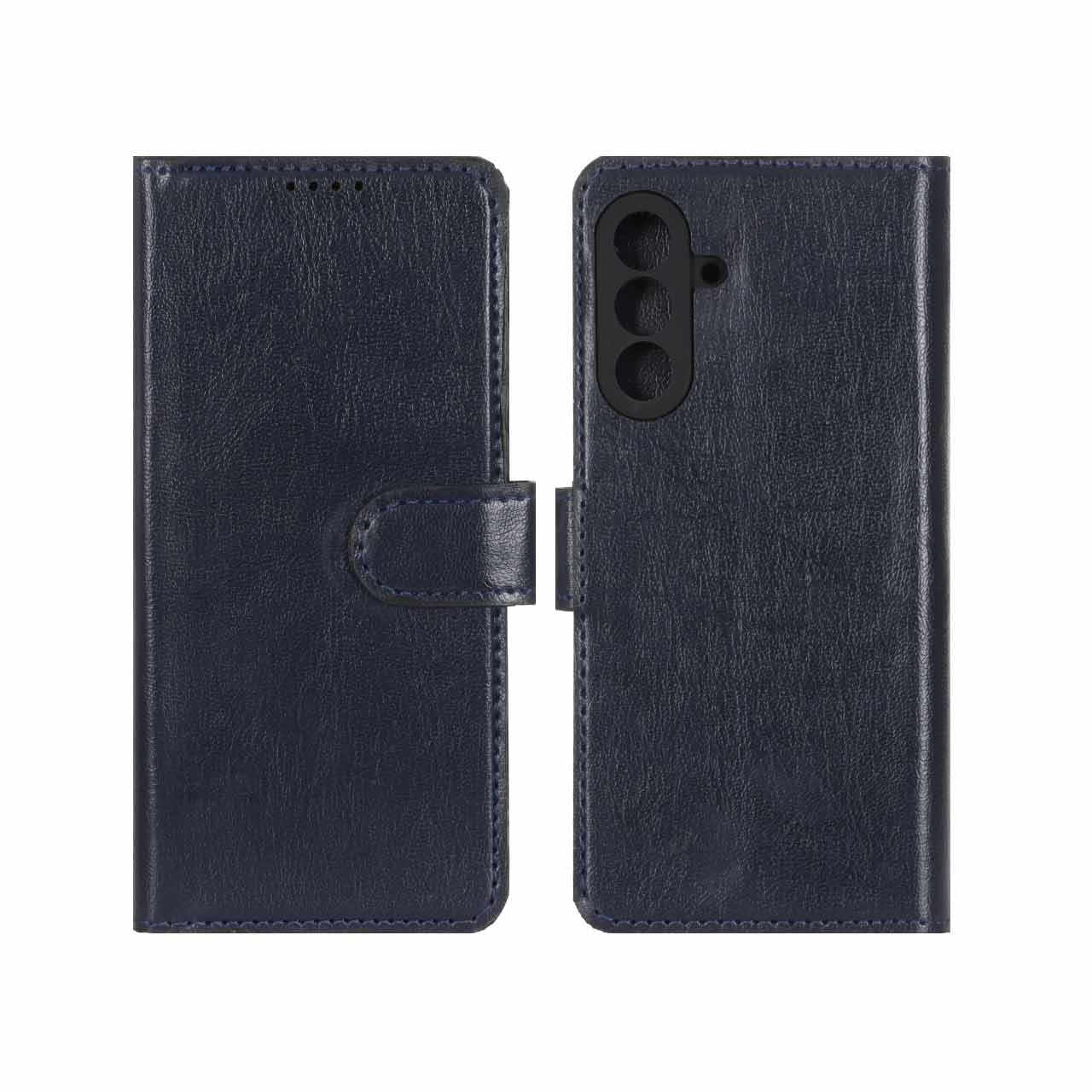 1533460 کیف موبایل چرمی مگنتی محافظ لنزدار Samsung Galaxy A17 - سرمه ای - تصویر 1
