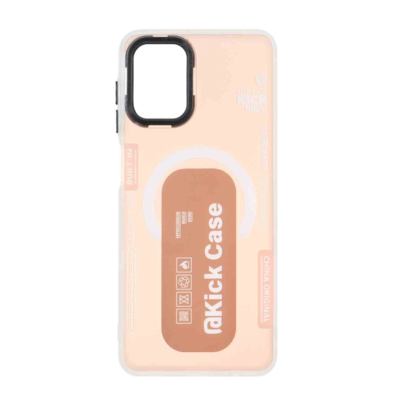 1533920 قاب Kick Case مات بلک لنز Samsung Galaxy A12 / M12 / F12 - کرم نارنجی - تصویر 1