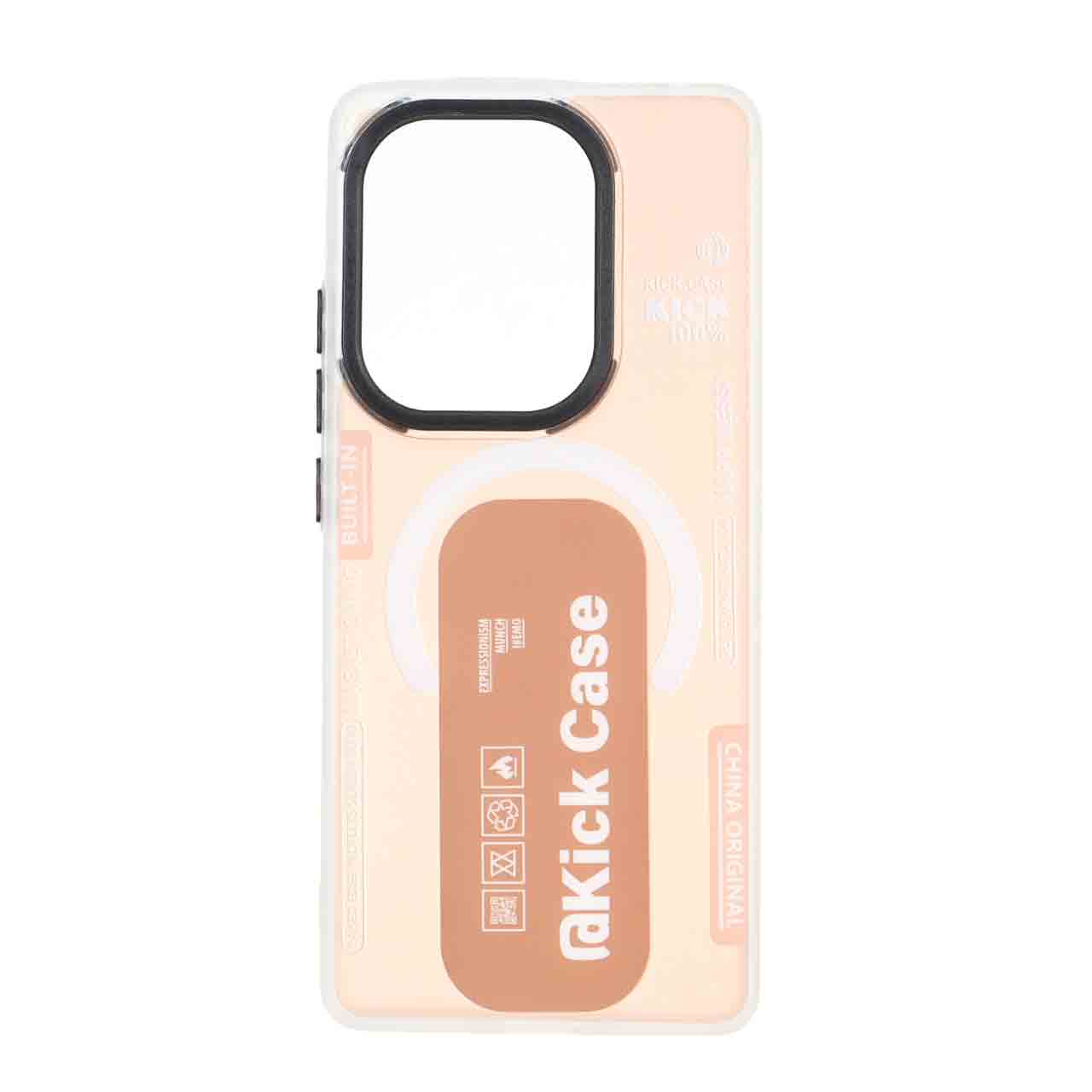 1533938 قاب Kick Case مات بلک لنز Xiaomi Redmi Note 14S / Note 13 Pro 4G / Poco M6 Pro 4G - کرم نارنجی - تصویر 1
