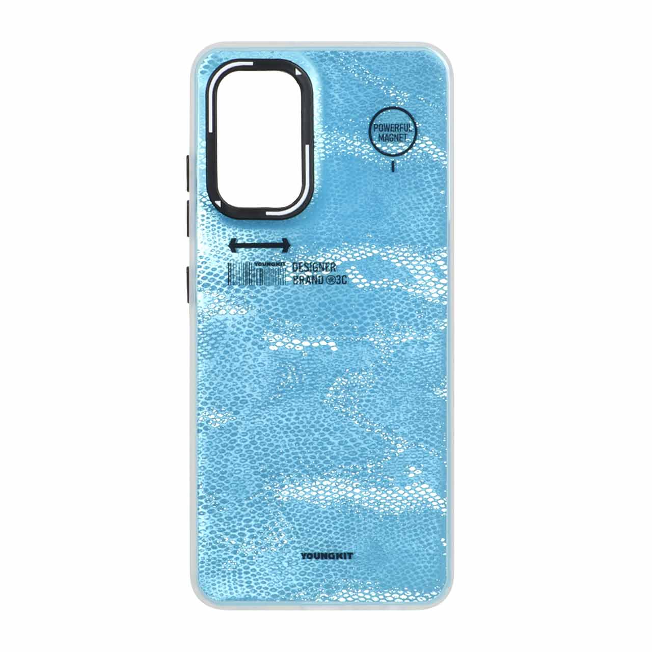 1535478 قاب Youngkit طرح بارکد پوست ماری دور مات Samsung Galaxy A32 4G - آبی آسمانی - تصویر 1