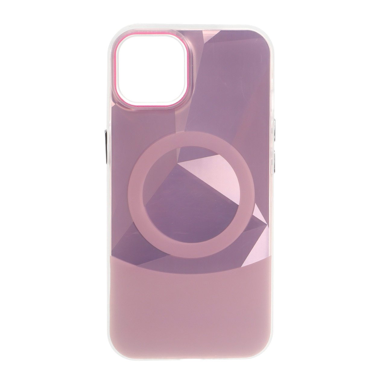 1538282 قاب الماسی براق طرح مگ سیف Apple iPhone 13 / iPhone 14 - صورتی - تصویر 1