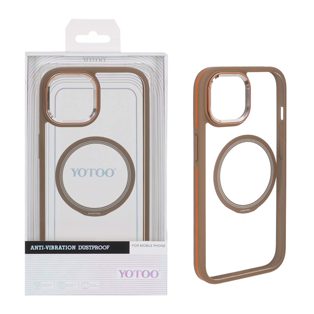 1538652 قاب اورجینال Yotoo شفاف MagSafe لنز فلزی Apple iPhone 15 / iPhone 14 / iPhone 13 - صحرایی (پک دار) - NTC - تصویر 1