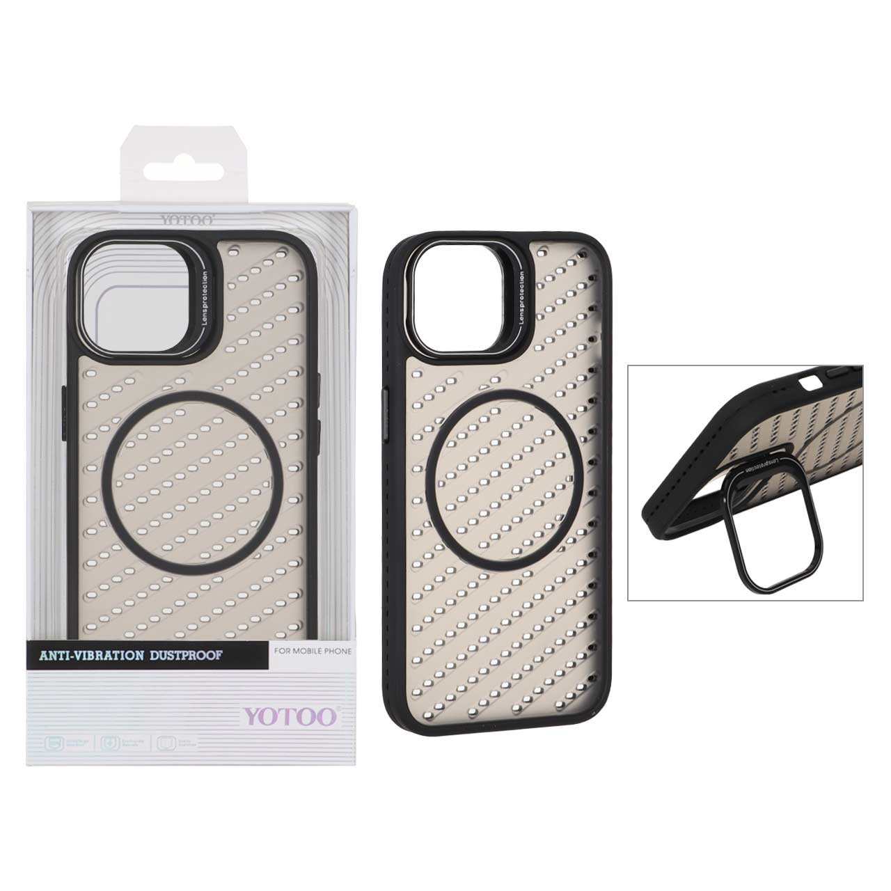 1538698 قاب اورجینال Yotoo مات MagSafe استندشو Apple iPhone 13 / iPhone 14 - مشکی (پک دار) - NTC - تصویر 1