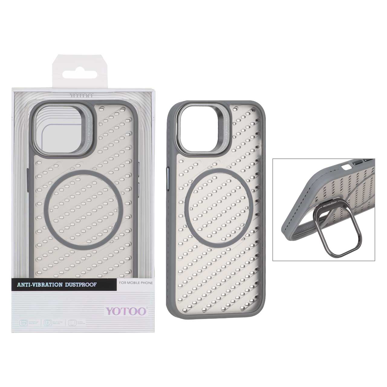 1538704 قاب اورجینال Yotoo مات MagSafe استندشو Apple iPhone 13 / iPhone 14 - خاکستری (پک دار) - NTC - تصویر 1