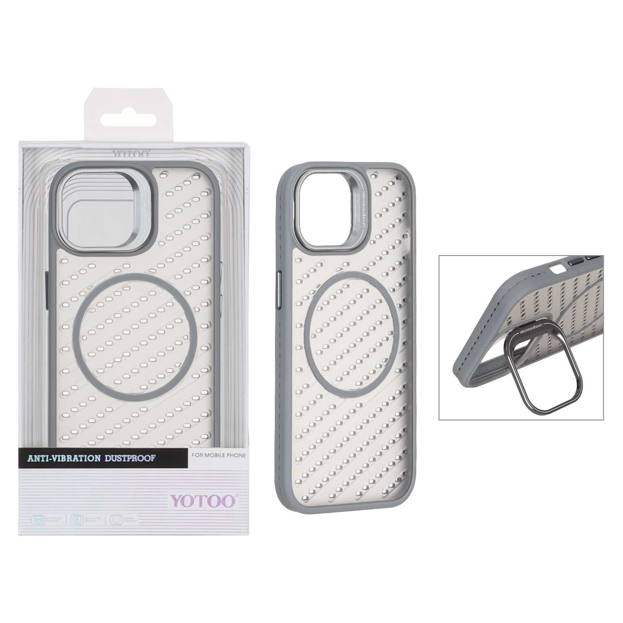 1538720 قاب اورجینال Yotoo مات MagSafe استندشو Apple iPhone 15 / iPhone 14 / iPhone 13 - خاکستری (پک دار) - NTC - تصویر 1