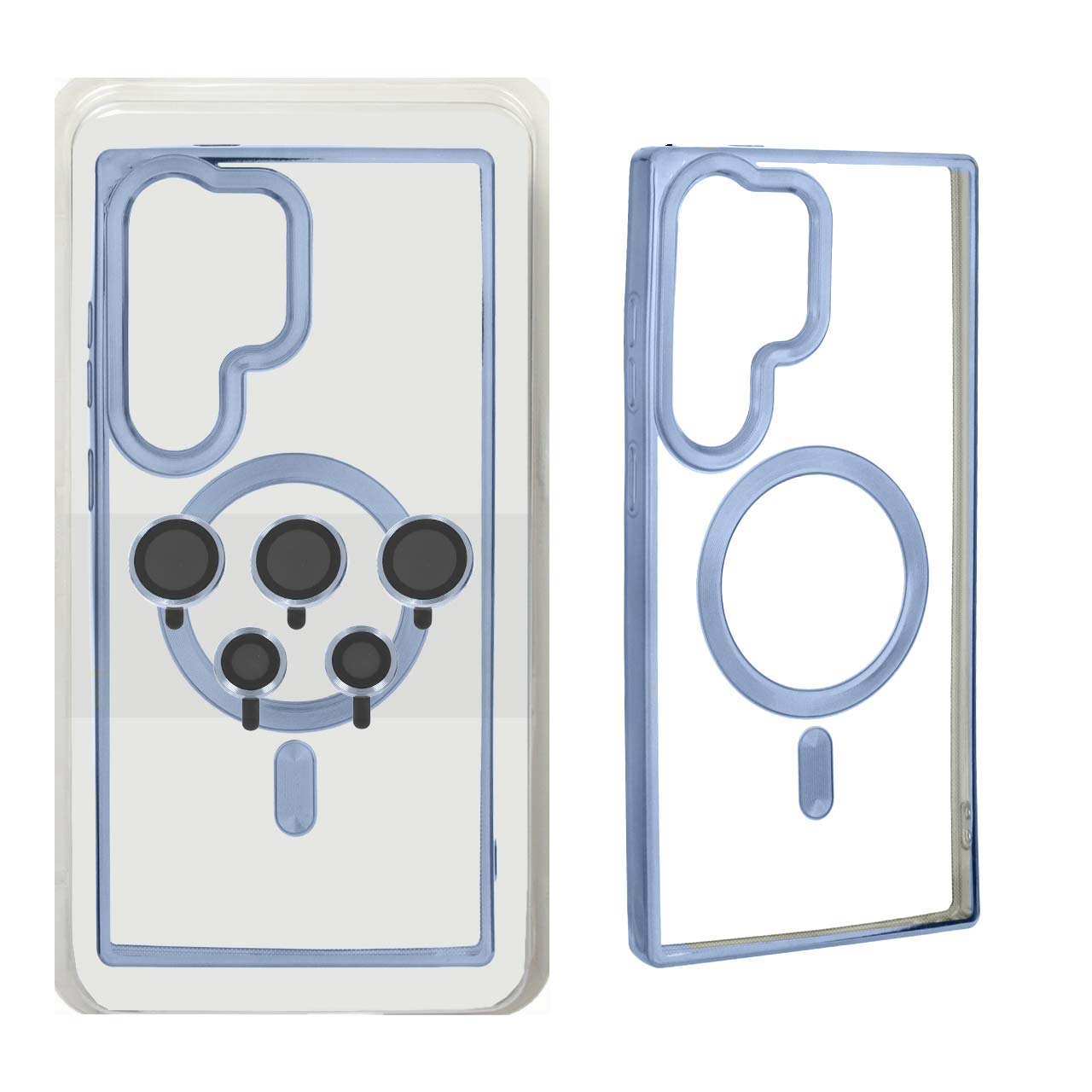 1540838 قاب اورجینال الکترواستاتیک MagSafe با ست محافظ لنز رینگی Samsung Galaxy S24 Ultra - آبی (پک دار) - تصویر 1