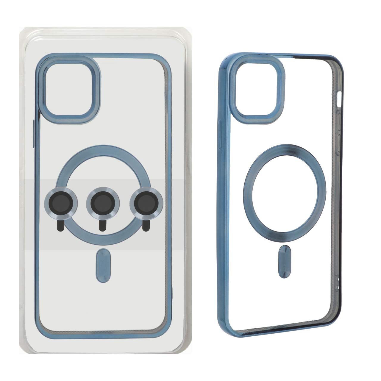 1540860 قاب اورجینال الکترواستاتیک MagSafe با ست محافظ لنز رینگی Apple iPhone 11 Pro Max - آبی (پک دار) - تصویر 1