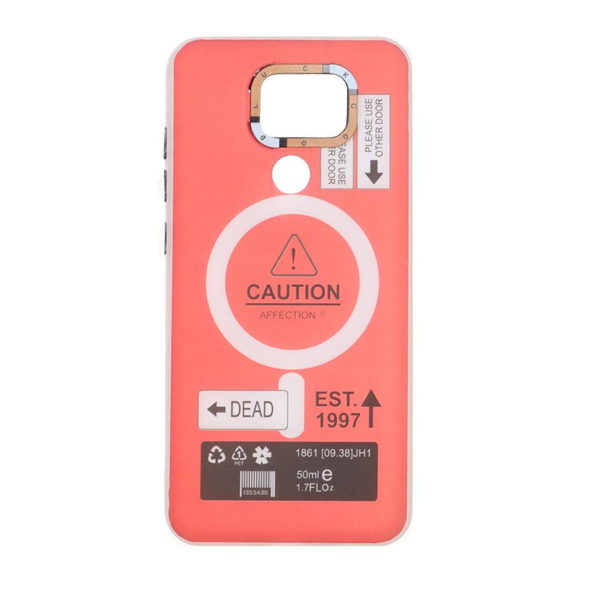 قاب Caution دور مات طرح مگ سیف Xiaomi Redmi Note 9 / Redmi 10X 5G / Redmi 10X Pro 5G - قرمز - تصویر 1