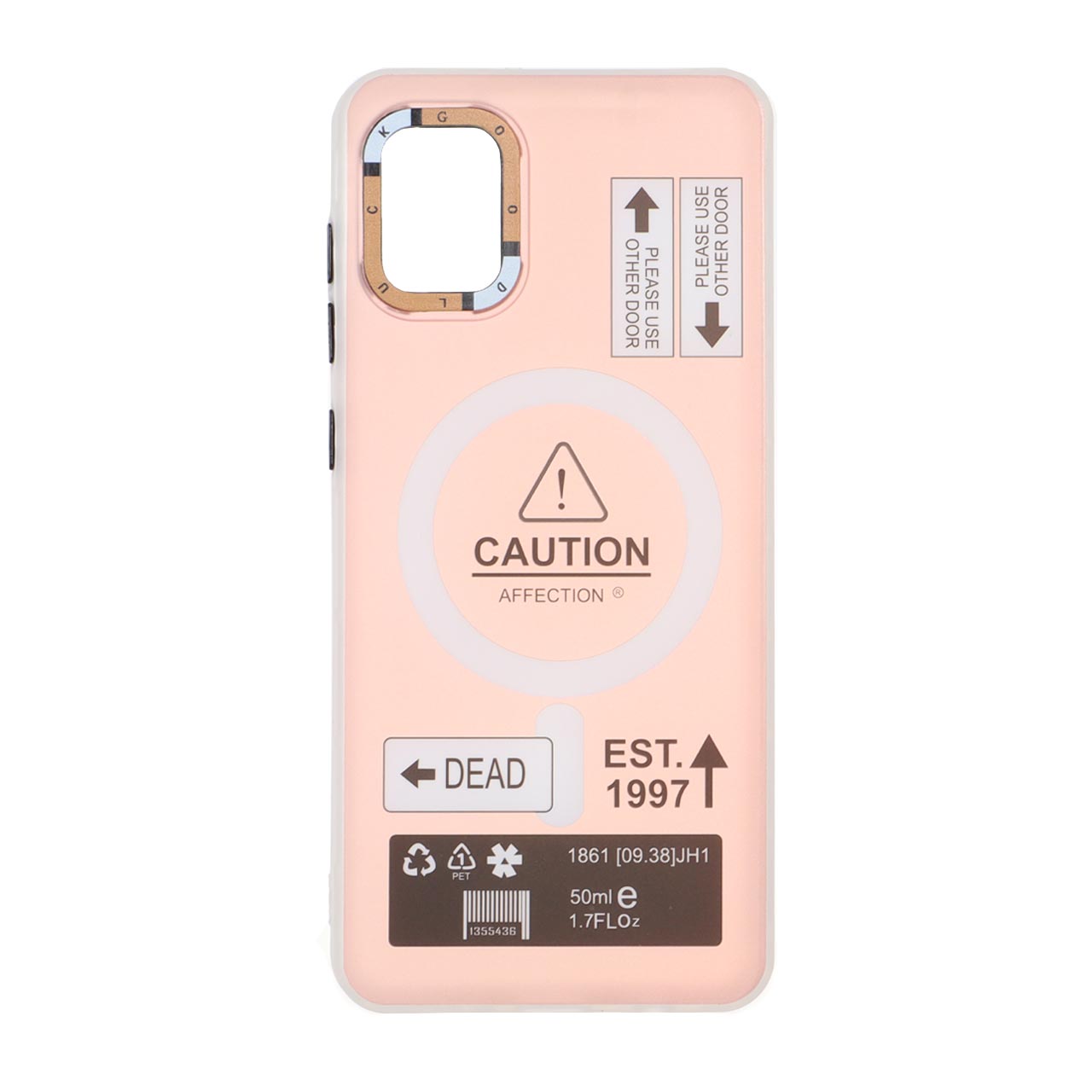 1542322 قاب Caution دور مات طرح مگ سیف Samsung Galaxy A31 - صورتی - تصویر 1