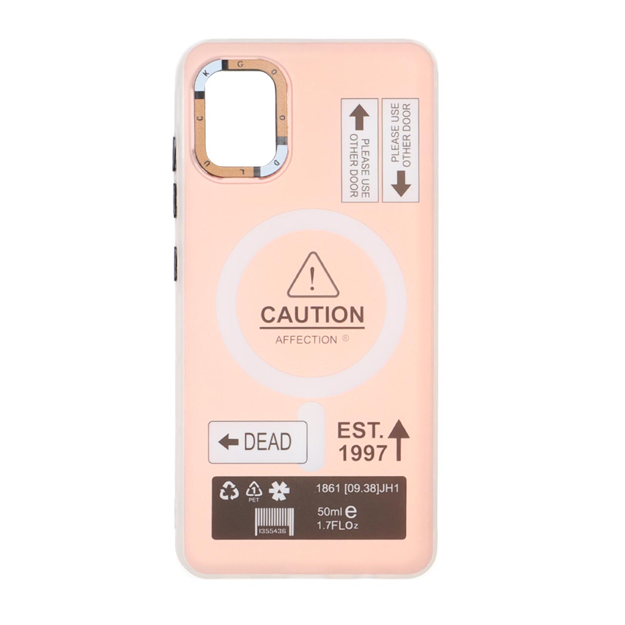 1542340 قاب Caution دور مات طرح مگ سیف Samsung Galaxy A51 / M40s - صورتی - تصویر 1