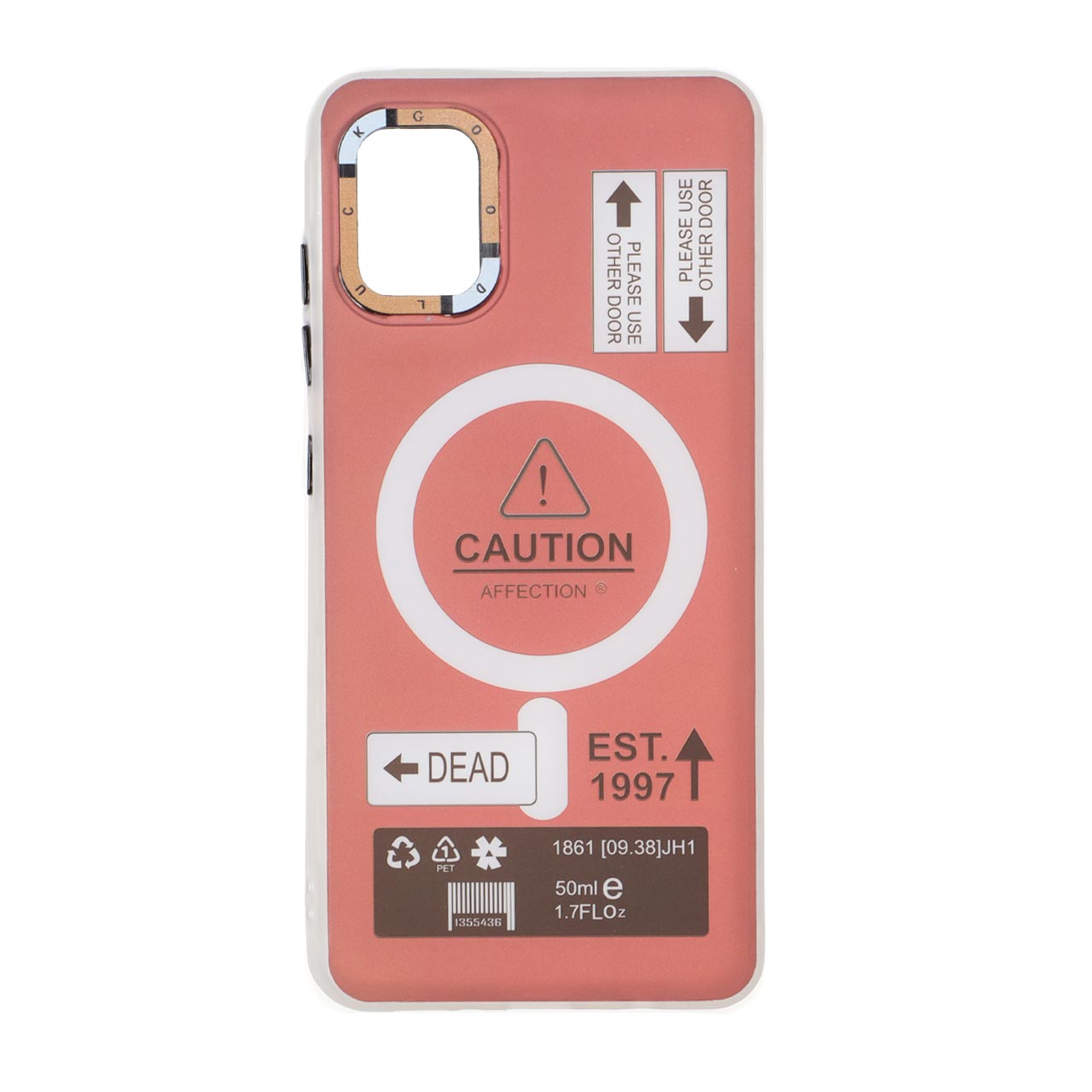 1542342 قاب Caution دور مات طرح مگ سیف Samsung Galaxy A51 / M40s - زرشکی - تصویر 1