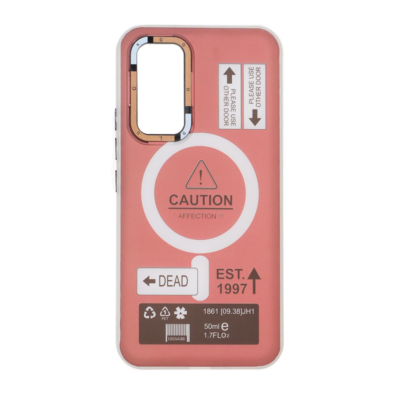 1542360 قاب Caution دور مات طرح مگ سیف Samsung Galaxy A54 - زرشکی - تصویر 1
