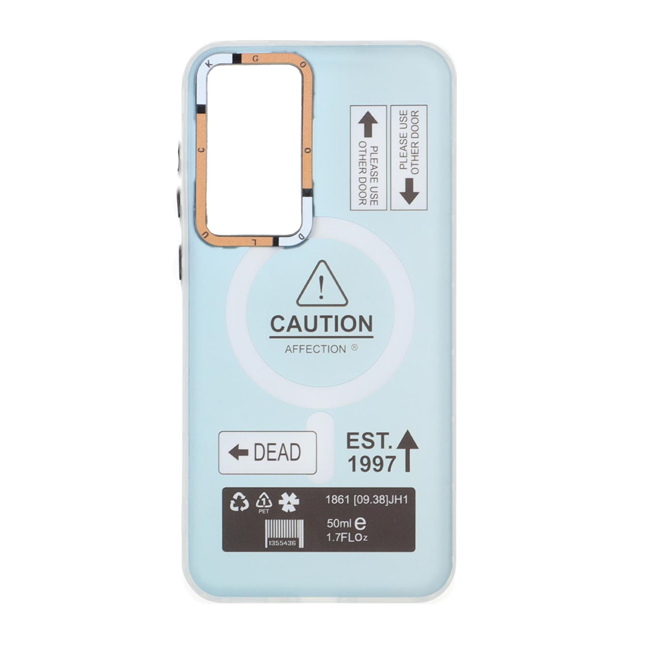 1542374 قاب Caution دور مات طرح مگ سیف Samsung Galaxy A56 / A36 - آبی - تصویر 1