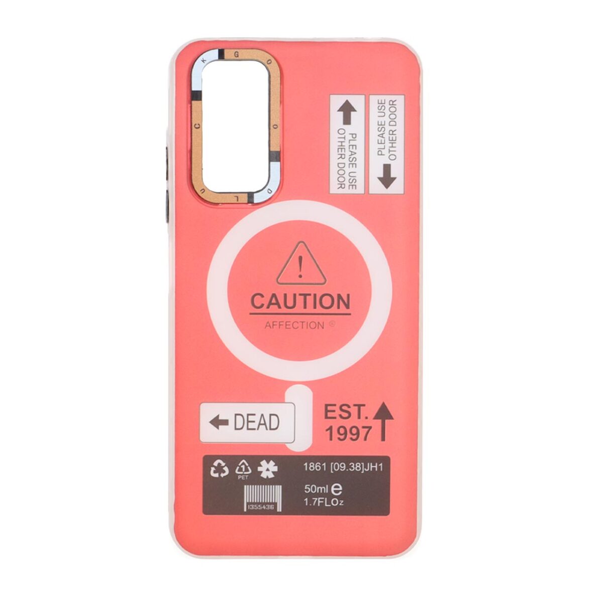 قاب Caution دور مات طرح مگ سیف Xiaomi Redmi Note 11 4G / Redmi Note 11S - قرمز - تصویر 1