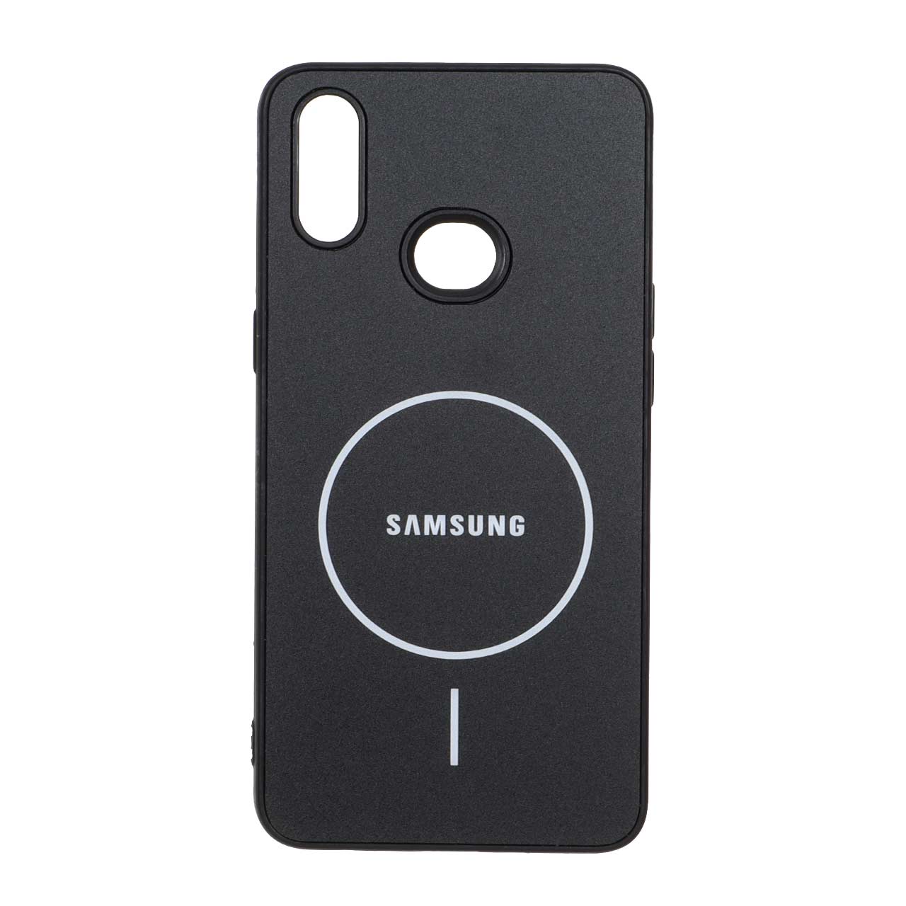 1543406 قاب طرح PVD مات طرح مگ سیف لوگودار Samsung Galaxy A10s - مشکی - تصویر 1