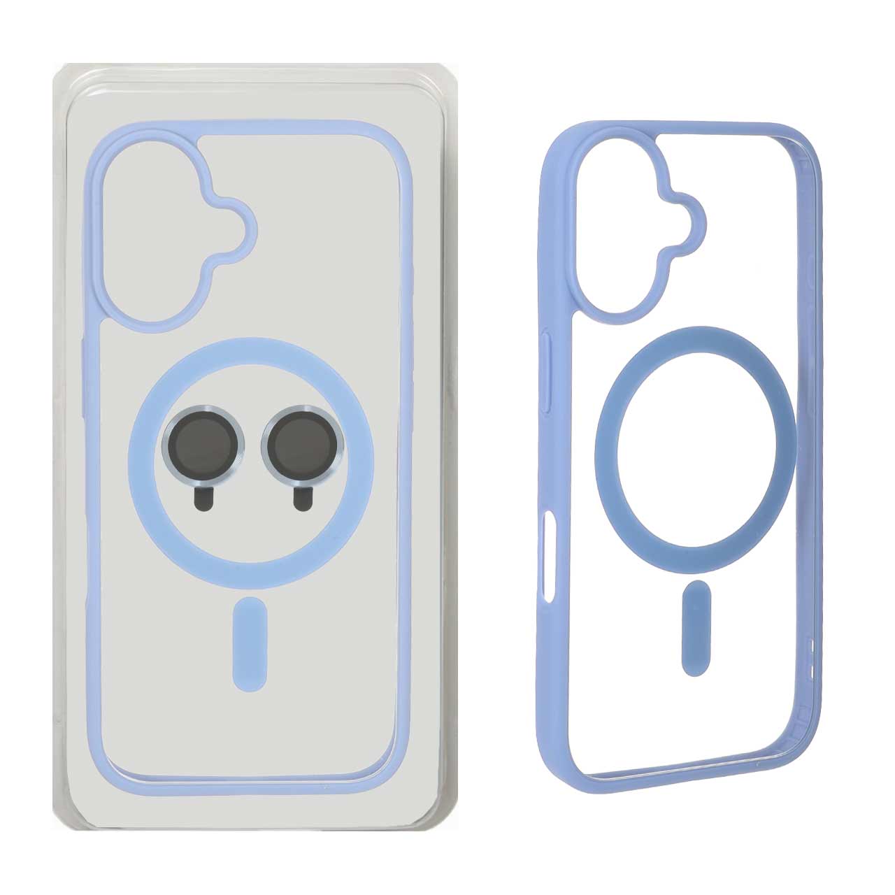 1543484 قاب Magnetic شفاف MagSafe با ست محافظ لنز رینگی Apple iPhone 16 - آبی (پک دار) - تصویر 1