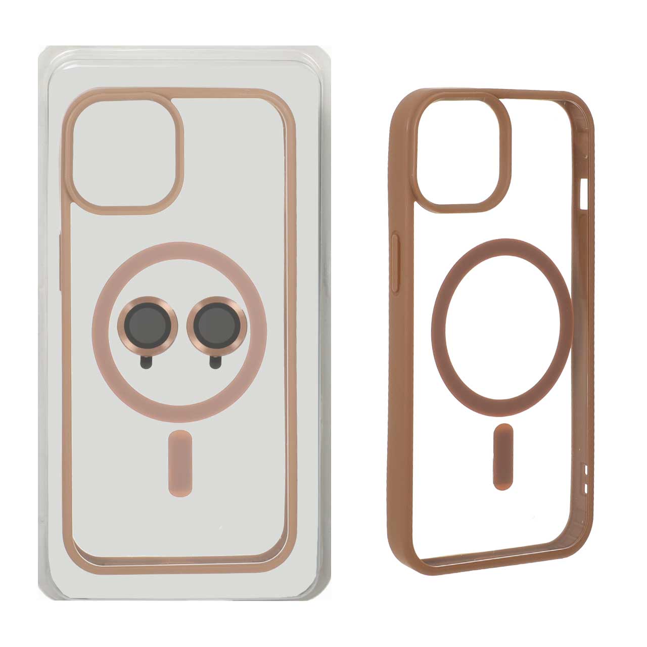 1543494 قاب Magnetic شفاف MagSafe با ست محافظ لنز رینگی Apple iPhone 13 / iPhone 14 - صحرایی (پک دار) - تصویر 1