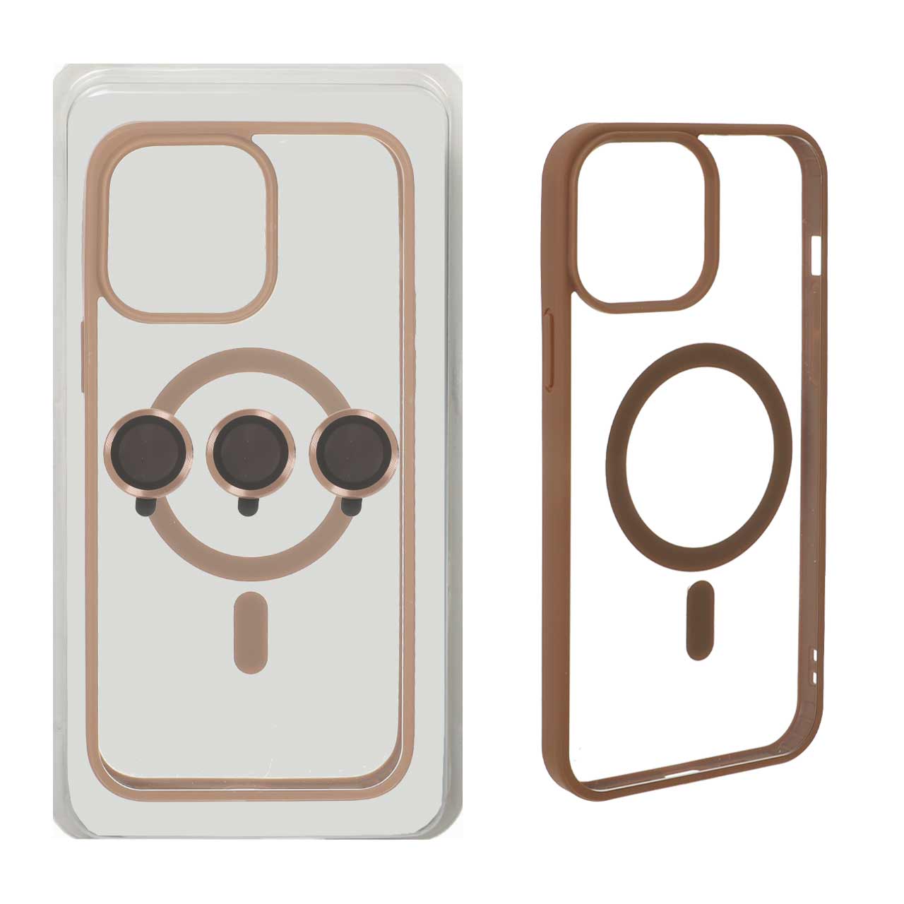 1543508 قاب Magnetic شفاف MagSafe با ست محافظ لنز رینگی Apple iPhone 14 Pro Max - صحرایی (پک دار) - تصویر 1