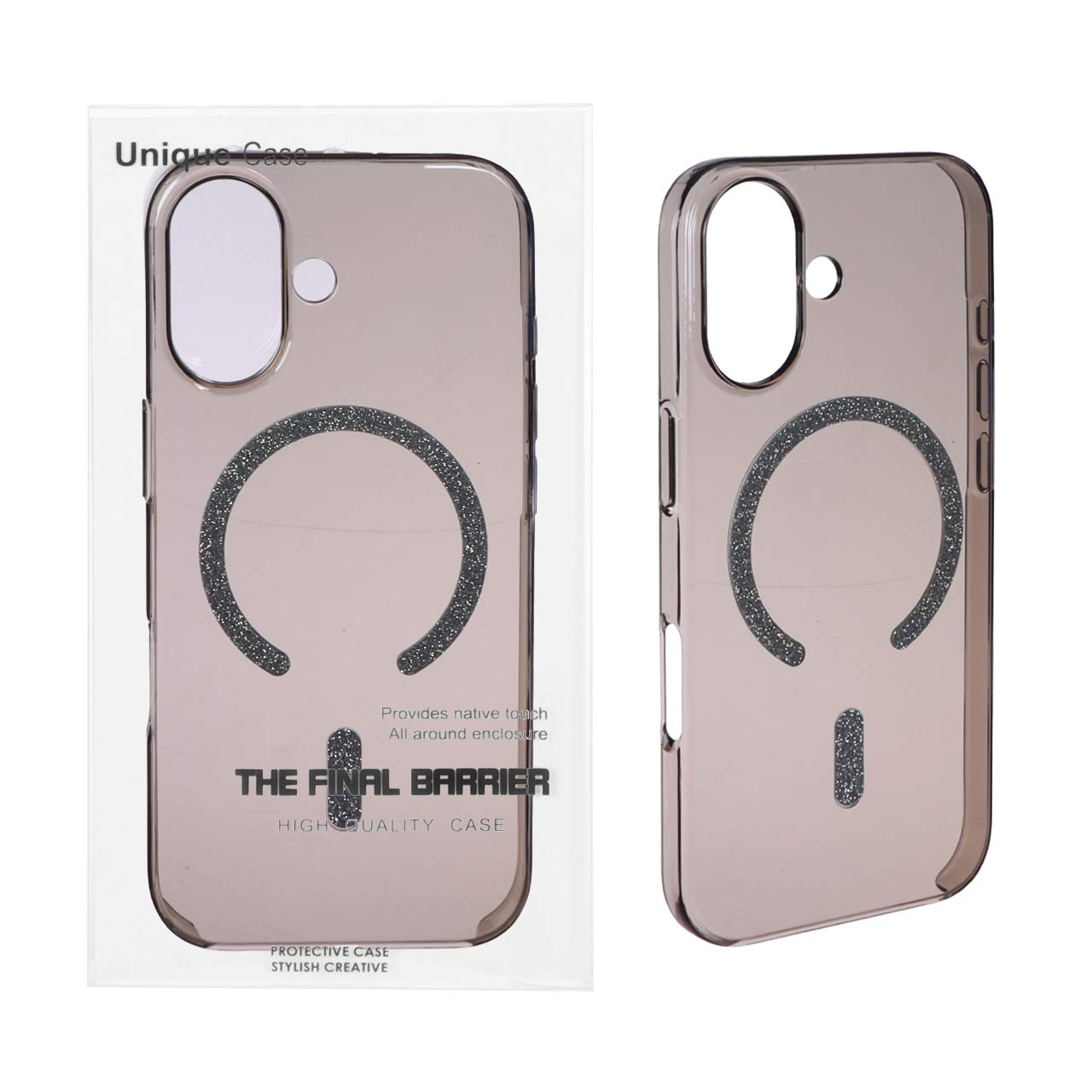 1544188 قاب اورجینال Unique Case شفاف MagSafe اکلیلی Apple iPhone 17 - مشکی (پک دار) - تصویر 1