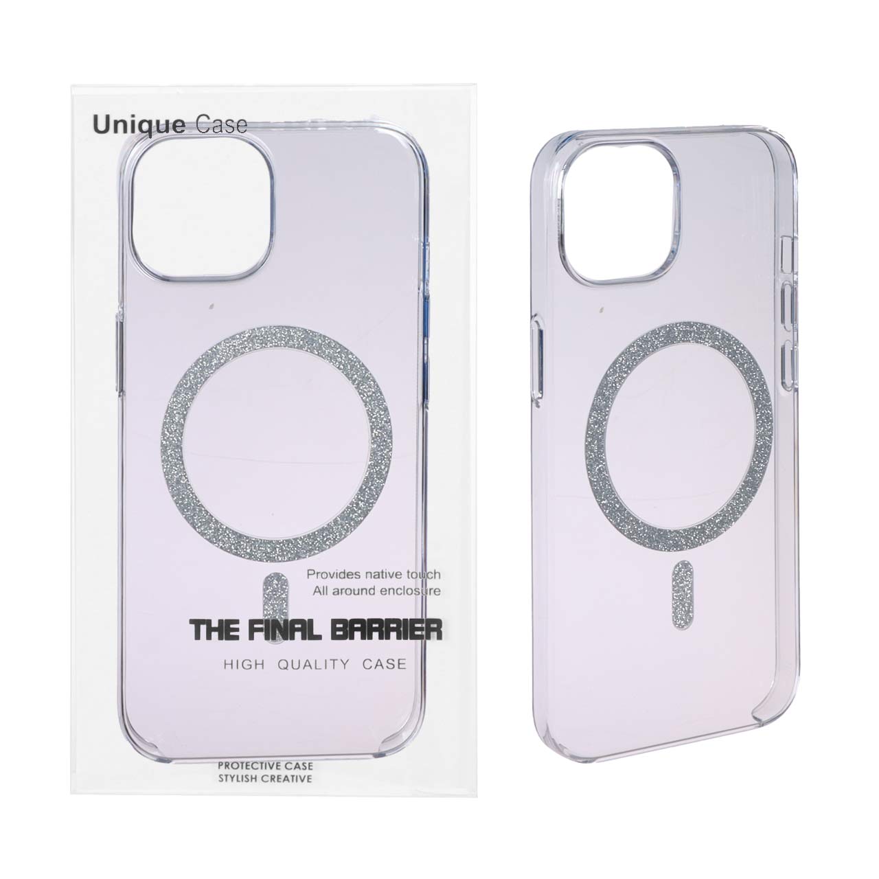 1544198 قاب اورجینال Unique Case شفاف MagSafe اکلیلی Apple iPhone 13 / iPhone 14 - سفید (پک دار) - تصویر 1